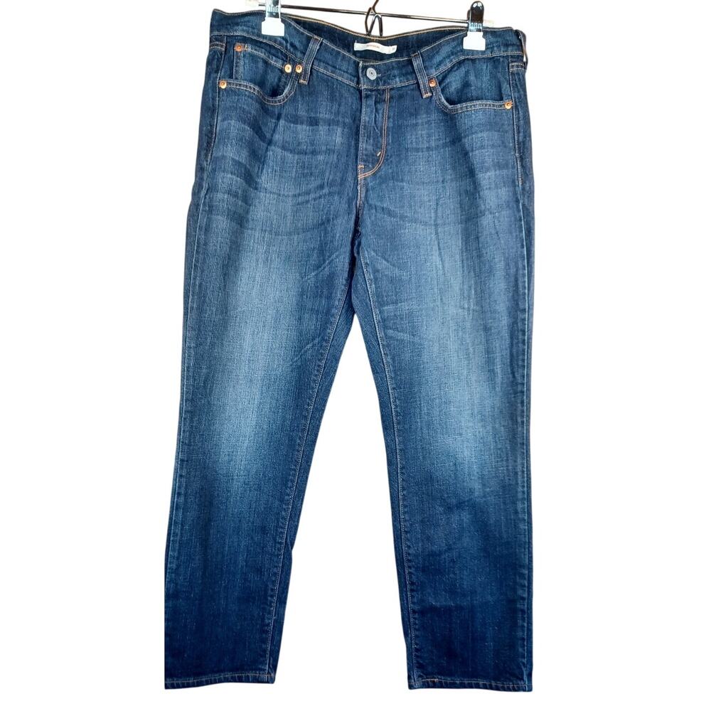 Levi's Dark Wash Boyfriend Jeans Women's Size 16 (36" Waist) Short Inseam - Picture 3 of 9